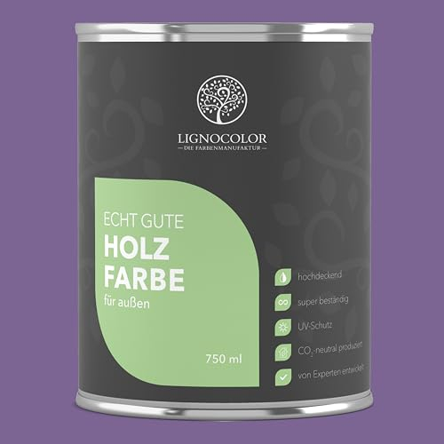 Lignocolor Holzfarbe Außen glänzend | wetterfeste Farbe für den Außenbereich (Lavendel glänzend, 750ml) | hochdeckend & hochbeständig