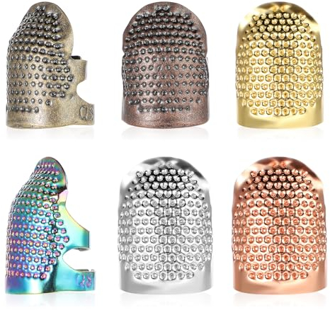 Tyqour 6 Stück Fingerhut, Einstellbare Fingerhut Nähen, Fingerschutz, Sewing Thimble Ring Fingerhut zum Nähen, Fingerhüte Für Handnähen, Handwerk Stickerei Für Haushalt Fingerlinge