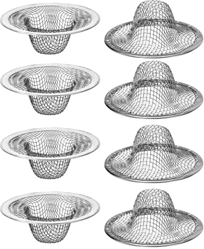 AHQiZFX 8 Stück Abflusssieb Edelstahl Rostfrei,Spüle Filter Sieb,Waschbecken Sieb,Spülbecken Sieb,Haarsieb Dusche,Abfluss-Sieb Sink Strainer,für Dusche Badewanne Küche Sieb Verstopfungsschutz