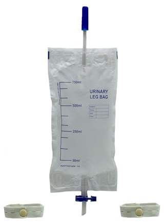 Sacca per la raccolta urine da gamba - monouso - capacità ml. 750 - tubo cm.10 - valvola anti reflusso - scarico a T - Conf. 40 pz (4 x 10 pz) - CE