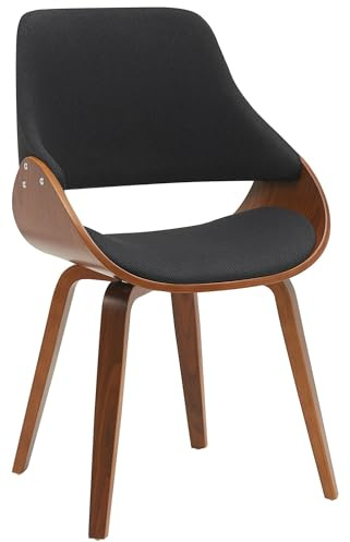 CLP Esszimmerstuhl gepolstert mit Rückenlehne Vangale, Design-Stuhl Gestell aus Bugholz, moderner Schalenstuhl für Wohnzimmer | Farbe walnuss/schwarz Material Stoff