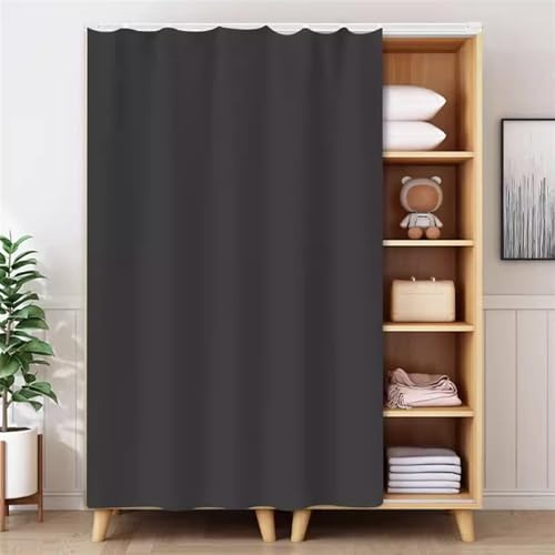 BESTORI Schrankvorhänge für Küche Selbstklebend Waschbar Staubdichter | Vorhang Privatsphäre Gardine für Kleiderschrank, Regale, Badezimmer, Grau 02, 100cm x 140cm