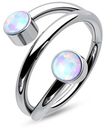 CM Crareesi Mania Opal Helix Piercing Schmuck Hoop 316L Edelstahl Scharnier Segment Ringe 16g Knorpel Ohrringe Winzige CZ Zweireihige Helix Daith Tragus Piercing Schmuck für Frauen
