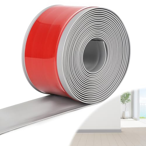 DBREAKS Weichsockelleiste, PVC Abschlussleiste, Selbstklebende Bodenleiste, 10cmx10m Knickleiste, Anthrazit Sockelleiste, Wasserdicht Dichtungsband, Fußleiste für Küche und Badezimmer