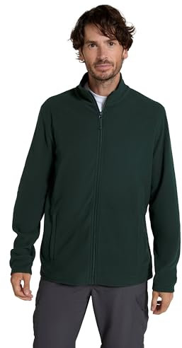 Mountain Warehouse Camber Mens Fleece Full-Zip Jacket - Lightweight & Quick Dry Microfleece Sweatshirt, Casual Wear - Winter Camping, Outdoors, Travelling & Hiking Dark Green XXS