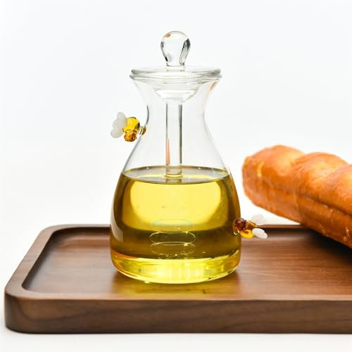 LVUNZJCA Barattolo di Miele Barattolo di Miele in Vetro Trasparente for Uso Domestico con Bottiglia di Miele con Coperchio per Cucine Domestiche