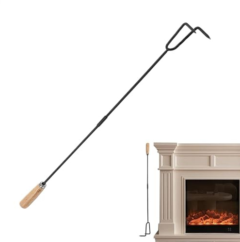 Generisch Kaminpoker, Feuerpoker im Freien,Robuster Feuerschalen-Poker - Kamin-Schürhaken, 84,8 cm langer Lagerfeuer-Schürhaken mit Holzgriff für Camping