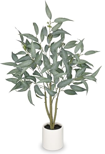 Künstlicher Eukalyptus Kunstbaum Künstliche Pflanzen wie Echt 90cm Kunstpflanze Groß Künstlicher Eukalyptus Kunstbaum für Home Wohnzimmer Schlafzimmer Büro Deko
