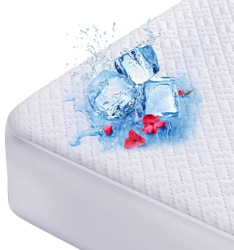 Cooling Waterproof Mattress Protector King Size, Mattress Cover 3D Air Fabric Mattress Pad Cover Smooth Soft Breathable Noiseless, 8''-21'' Deep Pocket