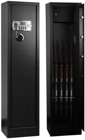 ENWYTE Safe Box Gun Cabinet 145 * 30 * 35cm Storage Cabinet Digital Keypad Emergency Keys Ammo Lock Box Anti-Theft Gun Security Safe for Home Office Utility Room