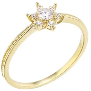 Homxi Verlobungsringe Damen Ringe Gold 585, Blume mit Moissanit, Verlobung Ring Damen Gold Größe 65 (20.7)