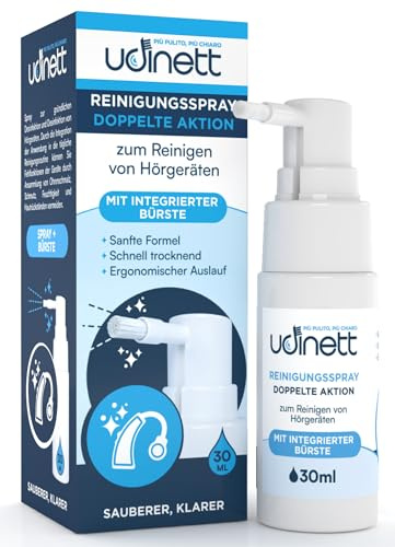 Spray de Limpieza para Audífonos 30ml Udinett - Spray con Cepillo para la Suciedad y Cerumen - Auriculares de Limpieza Auriculares Bluetooth - Efecto Limpio Inmediato - Fórmula sin Alcohol
