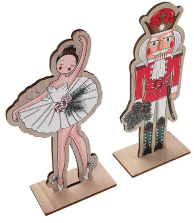 Healifty 2pièces Casse-Noisette Bois Figurines De Noël Uniques Décorations De Table Traditionnelles Roi Et Reine De Collection Ornement De Fête
