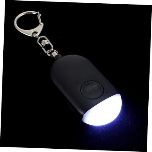 Holibanna Tragbarer Kleiner Taschenlampenalarm für Frauen Persönlicher Wiederaufladbarer Schlüsselanhänger mit Lautem Sirenenton Kompakter Outdoor Selbstschutz Schwarz