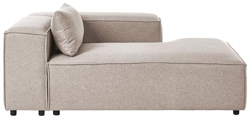 Beliani Modul Chaiselongue zum Sofa Stoff Hellbraun Links mit Lehne Kissen Brande