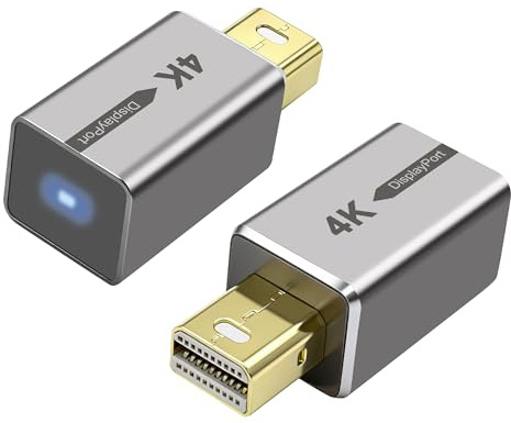 MEIRIYFA Mini DisplayPort Headless Ghost Display Emulator, 4K Mini DP Dummy Plug EDID Emulator Virtual Display Adapter mit LED-Licht für PC, Remote-Server (2PCS)