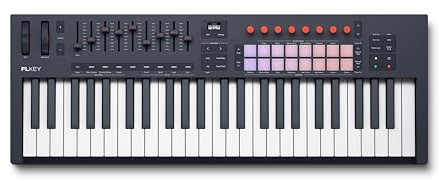 Novation FLkey 2 teclado controlador MIDI USB 49 | USB-C, 49 teclas semicont., 16 pads, faders, 8 codificadores, ruedas tono/mod, pantalla OLED, modo Scale, Zones, salida MIDI