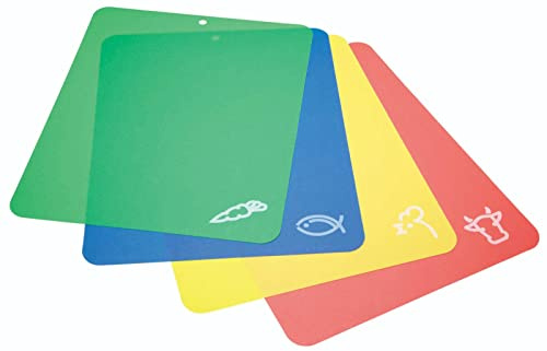 KitchenCraft Juego de 4 Tablas de Cortar de Cocina Flexibles de Plástico Multicolor No Tóxico, 38 x 30 cm