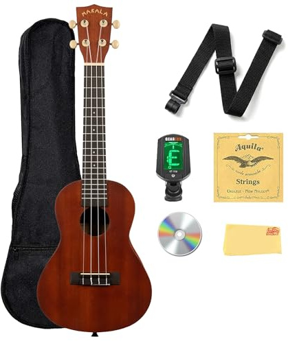 Kala MK-C Makala Concert Ukulele Bundle with Gig Bag, Tuner, Strap, Aquila Strings, Online Lessons, Austin Bazaar Instructional DVD, and Polishing Cloth