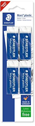 Staedtler - 526 50 - Mars plastic 3 - Blister de 4 gommes - Blanc