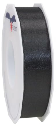 PRÄSENT C.E. Pattberg Satin schwarz, 25 m Satinband zum Einpacken von Geschenken, 25 mm Breite, Geschenkband zum Dekorieren & Basteln, Dekoband, Anlass