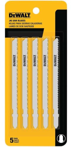 DEWALT DW3753-5 4-Inch 6 TPI Fast Clean Cut Wood Cobalt Steel T-Shank Jig Saw Blade (5-Pack)