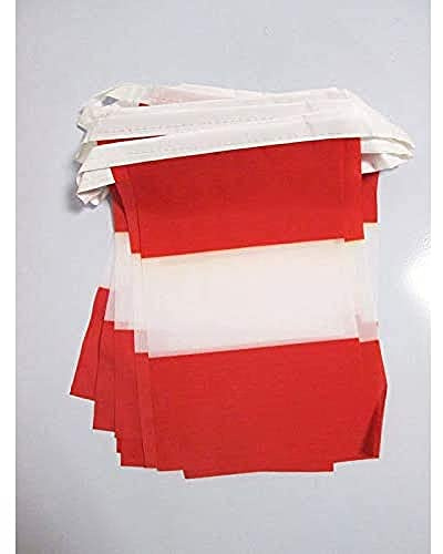 AZ FLAG Guirnalda 6 Metros, 20 Banderas de Perú Sin Armas 21x15 cm, Bandera Peruana Civil Sin Escudo 15 x 21 cm - Banderines Peruanos | Uso interior y exterior Cadena de banderas peruana civil sin escudo banderas cosidas sobre cinta reforzada