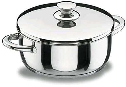 LACOR 40016 - Cacerola con Tapa Vitrocor, Acero Inoxidable, 20 cm | En acero inoxidable, para guisos y cocciones uniformes; ideal para cocina profesional y uso diario en casa, para el día a día