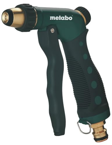 metabo Spritzbrause SB 2, Gartenbrause aus Metall mit Messinganschluss | Robustes Modell mit Arretierung, stufenlose Regulierung von Vollstrahl bis Sprühnebel, ideal für Garten und Reinigung