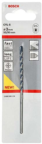 Bosch Professional Betonbohrer CYL-5, Durchmesser-3 mm/Gesamtlänge-90 mm