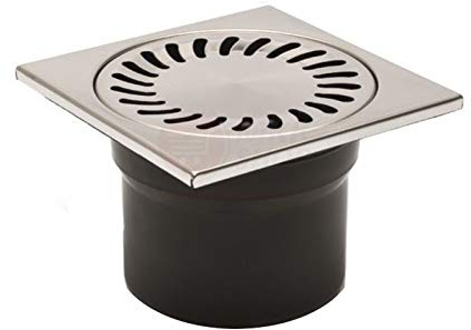 Senkrechter Bodenablauf schwarz Dusche Duschablauf 150 x 150 mm DN 110/105 mm Einbautiefe Ablaufgarnitur 323P Geruchsverschluß Siphon Flach Badablauf Duschrinne 15 x 15 cm