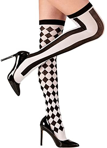 W WIDMANN MILANO Party Fashion - Zirkus Overknees | 70 DEN im Harlekin-Look für Karneval und Mottoparty