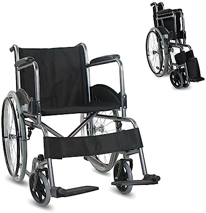 Mobiclinic®, Sedia a rotelle, Auto-propulsa, Carrozzina pieghevole, Alcazaba, Seduta 46 cm, Sistema per superare i cordoli, Braccioli imbottiti, Poggiapiedi ribaltabili, Leggera, Freno sulle ruote