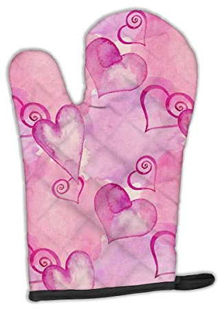 Caroline 's Treasures bb7564ovmt Watercolor Hot Pink Herzen verziert Ofenhandschuh, 30,5 x 21,6 cm Multicolor