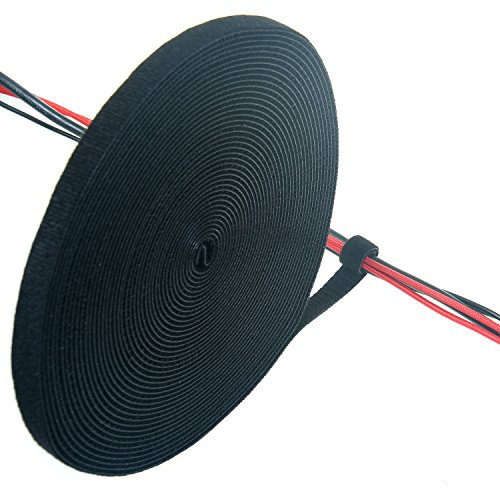 TUKA Klett kabelbinder 25M x 20mm, Frei zuschneidbar Robust Lösbar Wiederverwendbar, Kabelbinder Klettband Kabelmanager Klett Rolle für Anordnen Befestigen Management Kabeln, Schwarz TKB5014 Black