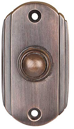 A29 Oil Rubbed Bronze Doorbell Button – 2 1/2 x 1 2/5 – Vintage Decorative Push Button in Brass with Recess Mount – Antique Finish, Wired for Two-Wire Chimes, Weather Resistant, DIY Install