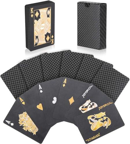 joyoldelf Gioco di carte Poker Impermeabili in plastica Diamond Nero Novità - Perfetto per la festa e il gioco