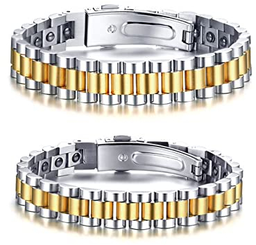 Aotiwe Armband Herren XXL, Armband für Männer Edelstahl 26 Magnetarmbänder Gold Reiner Ocker W