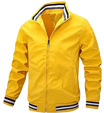 Men Lightweight Windproof Bomber Jacket Slim Casual Full Zip Softshell Coat Outdoor Spring Breathable Windbreaker