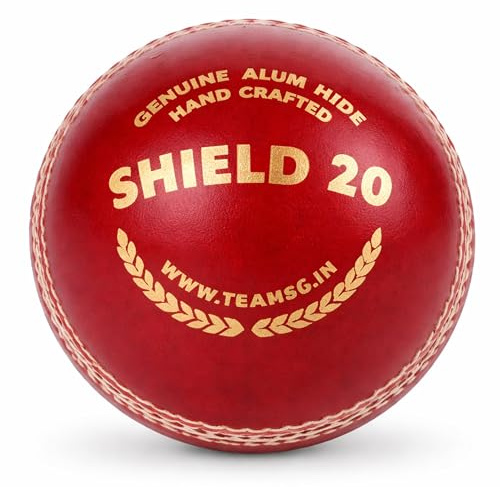 SG Cricket Shield 20 Premium - Palla in pelle (colore rosso)