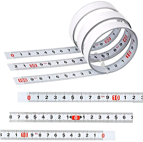 3Stück Selbstklebendes Maßband 1m Metrisches 3 Spezifikationen zum Aufkleben,1x Links Nach Rechts,1x Rechts Nach Links,1x Der Mitte Nach Links Nach Rechts,Rollbandmaß Lineal Selbstklebendes