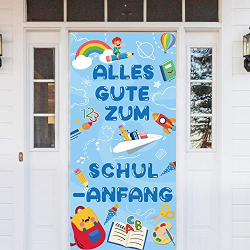Einschulung Deko Banner, Alles Gute Zum Schulanfang Banner | Blau Deko Einschulung Junge 2026 für Schulanfang Junge Mädchen 90 * 185cm