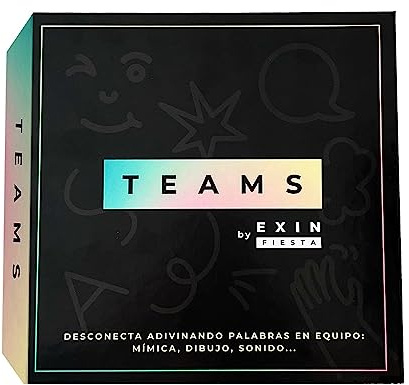 E X I N Teams - Juego de Mesa Cartas Mímica | 4-20 Jugadores | 180 Cartas Dobles | 5 Rondas par Adivinar el Máximo de Palabras | Gestos/Sonidos/Dibujos | Regalo | +16Años