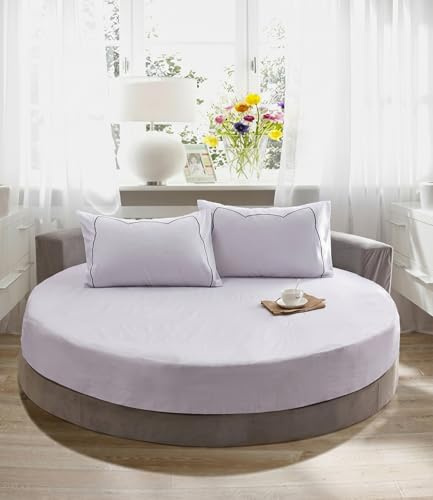 FANSU Runde Spannbettlaken 200x200,100% Baumwolle Bettlaken, Atmungsaktiv Weiche. WeiB Rund Spannbetttücher für Boxspringbett, Geeignet fùr bis 25cm Matraze