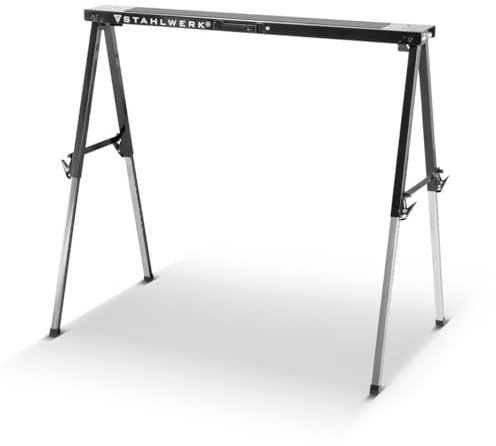 Cavalletto STAHLWERK SB-910 ST cavalletto da lavoro in metallo verniciato a polvere | cavalletto pieghevole universale regolabile in altezza da 645 a 910 mm con portata di 150kg superficie antiscivolo