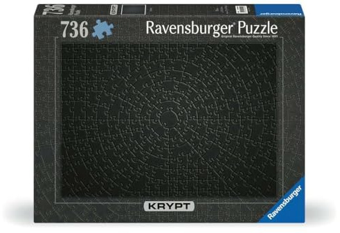 Ravensburger - Puzzle Adulte 736 Pièces - Puzzle Krypt Black - Adultes et Enfants à partir de 14 Ans - Puzzle de qualité supérieure - Challenge Monochrome - 12000054