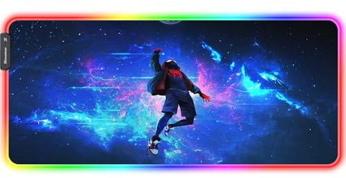 Bimormat XXL-RGB-Mauspad - Großes LED-Anime-Mauspad, 900 x 400 x 3 mm, 10 Lichtmodi, Erweiterte Schreibtischunterlage Mit Rutschfester Gummiunterseite Und Wasserdichter Oberfläche Für Gaming