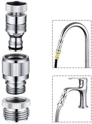 Walkinginrain Kitchen Sink Quick Connector Dishwasher Washing Machine Snap Coupler Adapter Faucet to Garden Hose Adapter for Bathroom Kitchen Shower Hose Garden Hose
