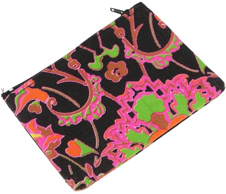 GURU SHOP Buntes Boho Portemonnaie, Upcyceling Geldbeutel aus Stoff - Schwarz/bunt, Unisex - Erwachsene, Baumwolle, 10x13x1 cm