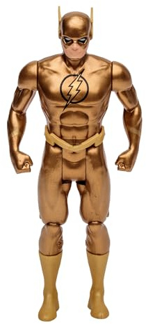 McFarlane DC Super Powers Flash Escultura Dorada, Figura de 12 cm Original de Estilo clásico basada en la Serie de los 60, con Burbujas de Comic, para coleccionistas, +12 años, Bizak (64385823)
